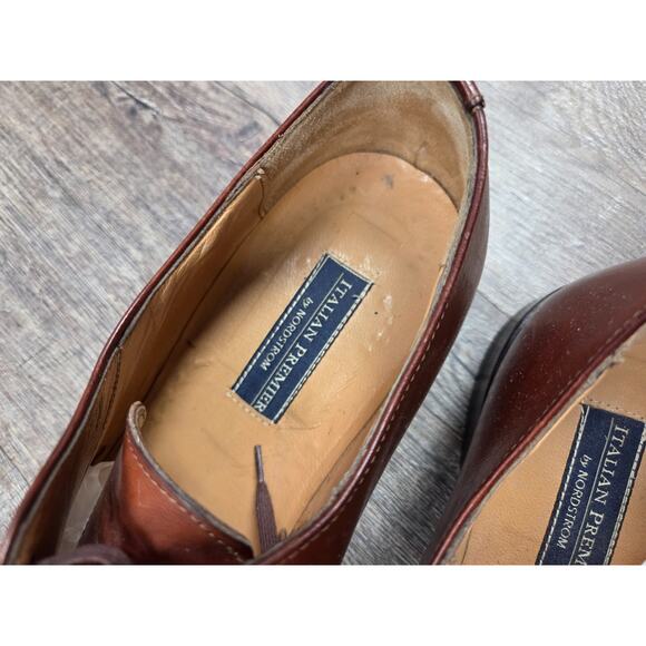 ITALIAN PREMIER Mens 13B Nordstrom Cognac Lace Up Oxford Shoes Made in Italy - Picture 3 of 9